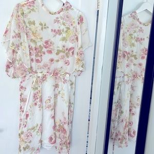 Pink green floral summer dress